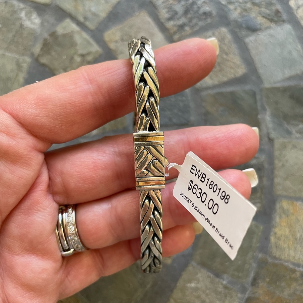 S925/18K gold Bali Wheat Braid Bracelet